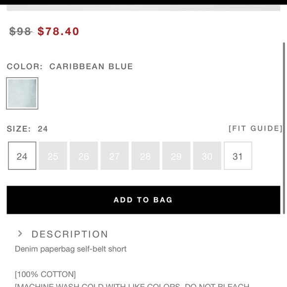 NWT Blank NYC Denim Self-belt Short Sz. 28 - Picture 6 of 9